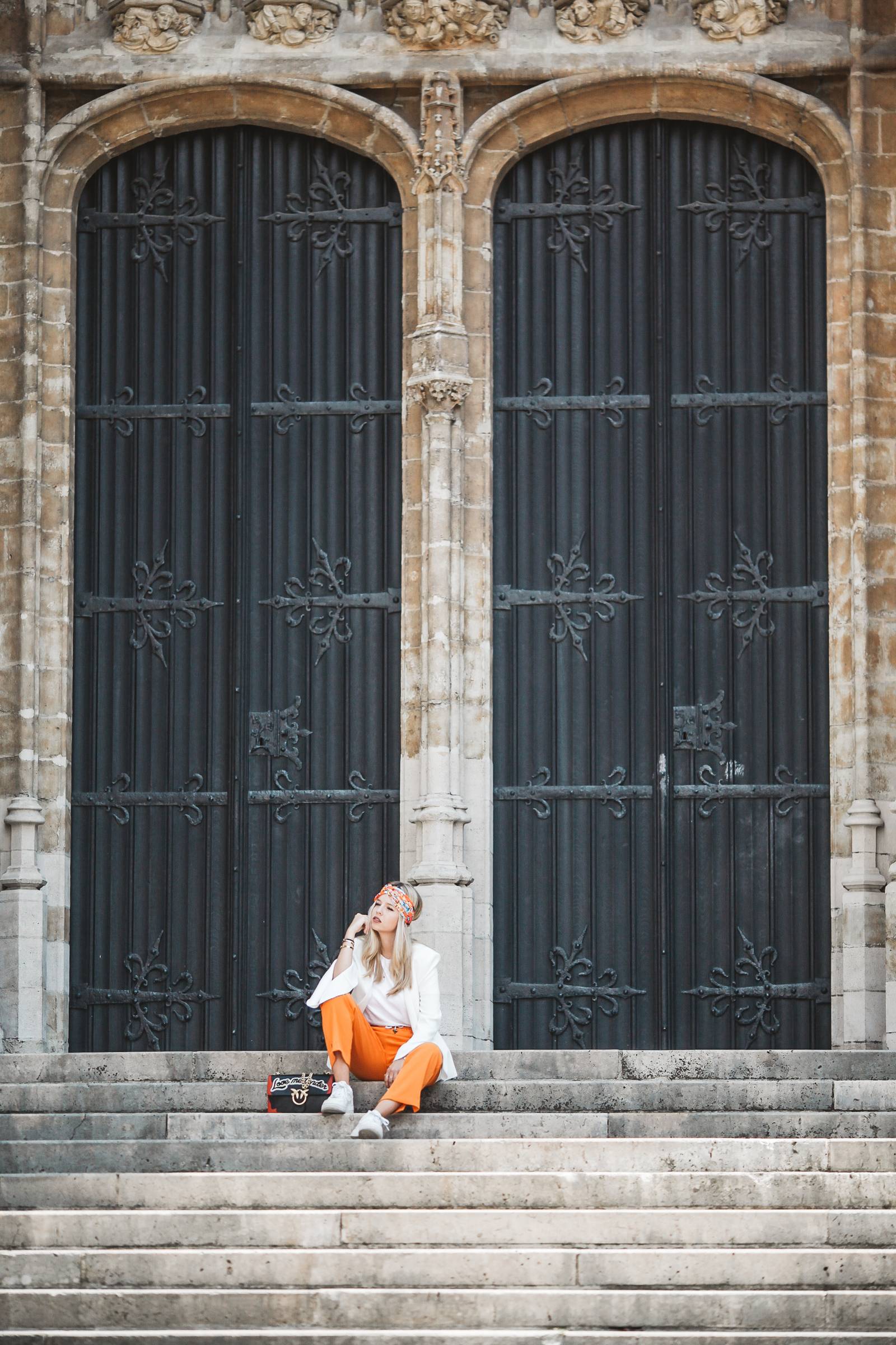 Pantalon palazzo orange