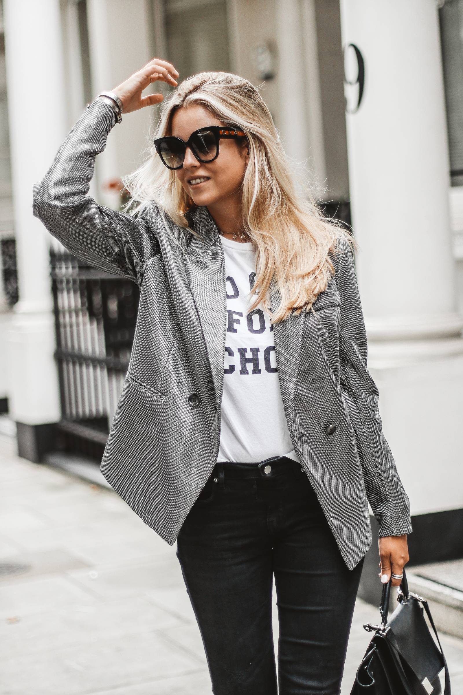 Silver jacket outfit 