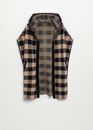 Cape carreaux noir et brun Mango