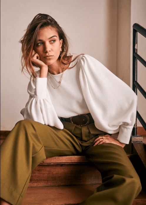 Blouse Bénédicte à manches longues écru Sézane