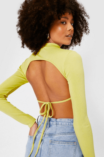 Crop top do nu manches longues lime Nastygal