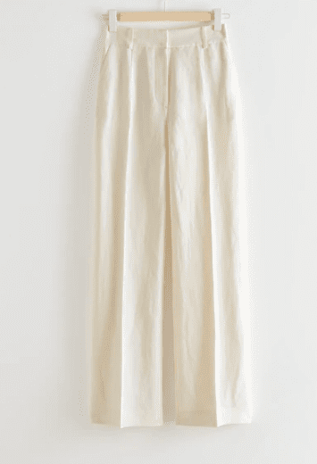 Pantalon fluide en lin écru Other&Stories