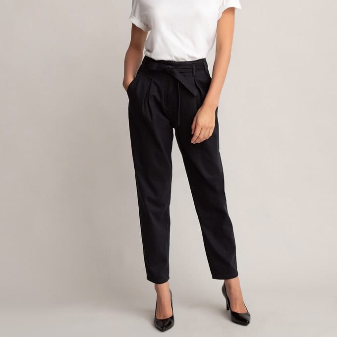 Pantalon taille haute cigarette noir