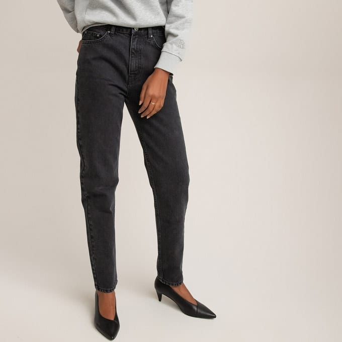 Jean boyfriend, taille standard, en coton Bio noir