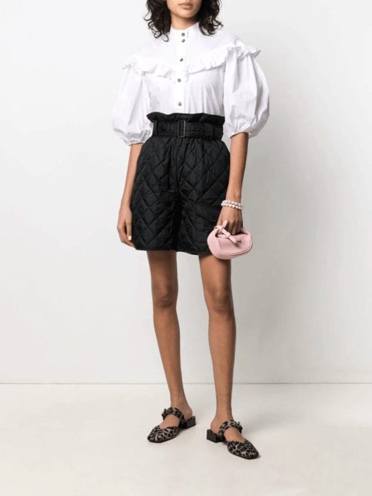 Short noir taille haute Ganni - Farfetch - 36