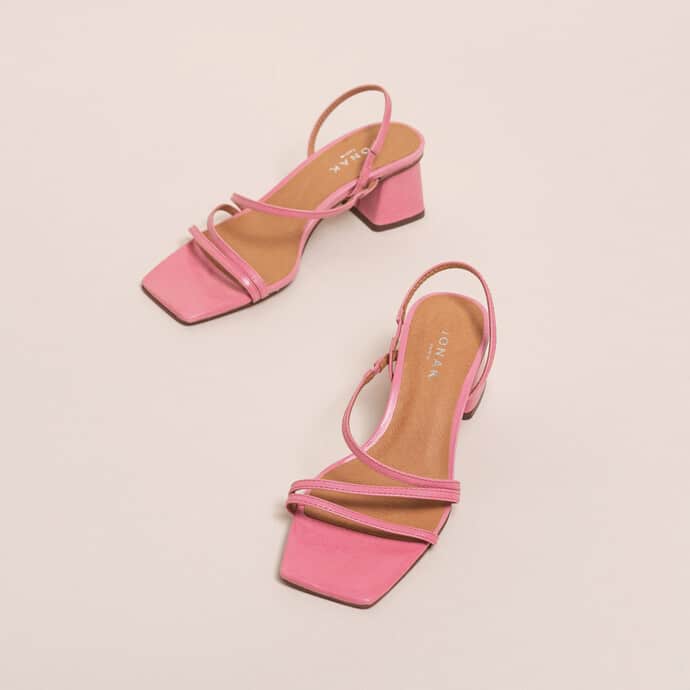 Sandale rose bonbon en cuir à talon - Jonak
