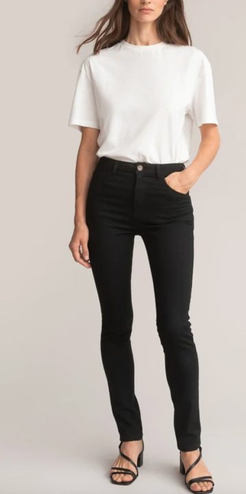 Pantalon-slim-noir-coton-La-Redoute