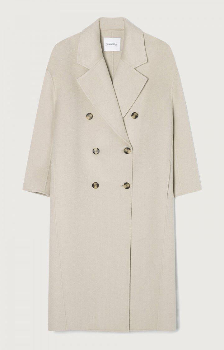 dressing minimaliste : manteau long en laine beige American Vintage