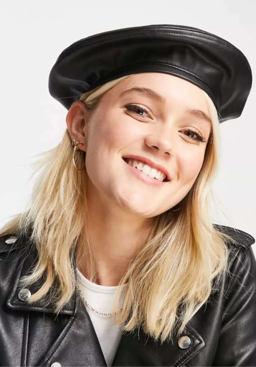 béret cuir noir