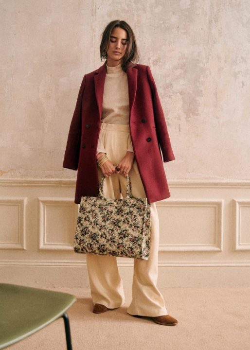 manteau bordeaux mi-long