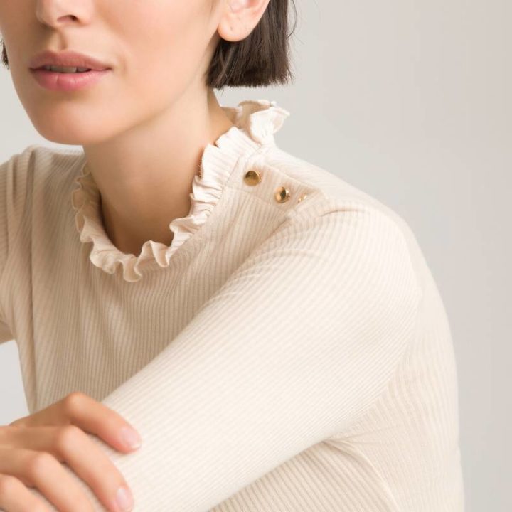 pull écru boutons hiver
