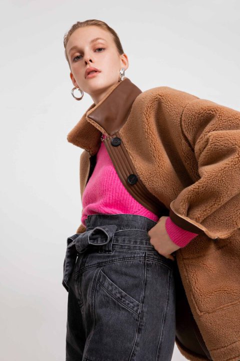 manteau réversible cuir vegan