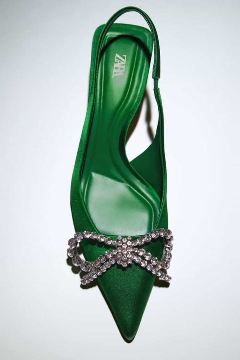 Escarpins à noeud vert émeraude - Zara - Mon dressing