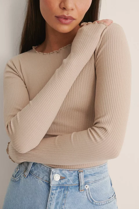 Haut Maille Beige Manches Longues - NAKD