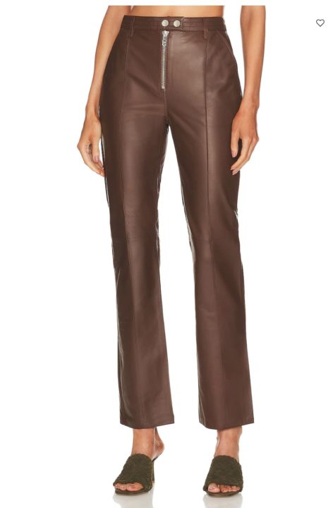 Pantalon cuir agneau brun - Revolve