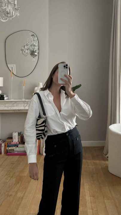 Tenue Femme Chemisier Blanc Pantalon Noir 2022