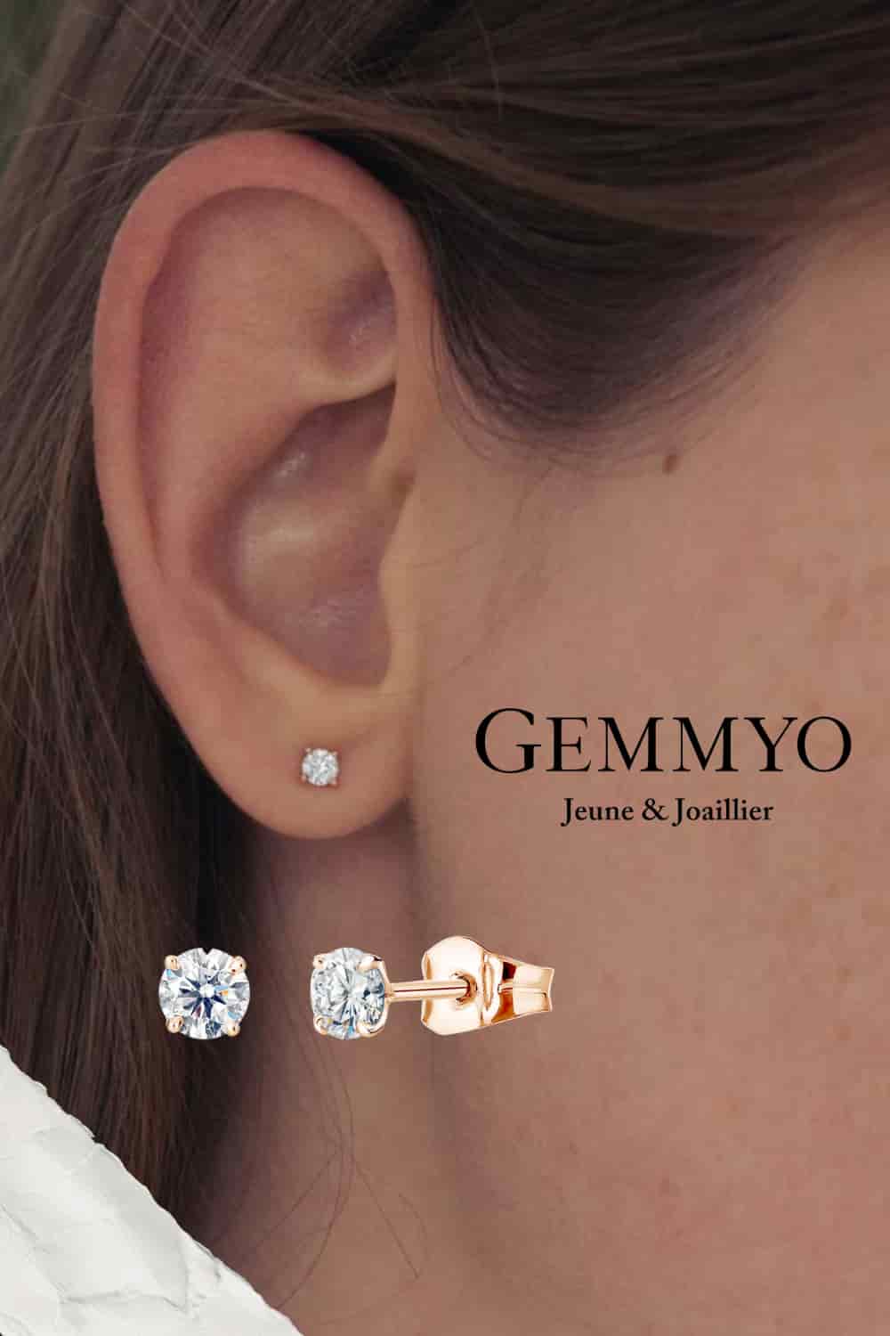 Boucles d'oreilles en diamant et or rose - Gemmyo
