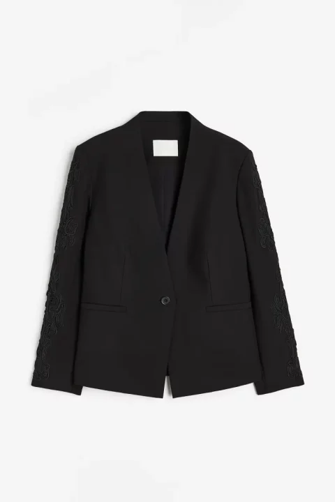 Blazer Femme Noir Brodé H&M