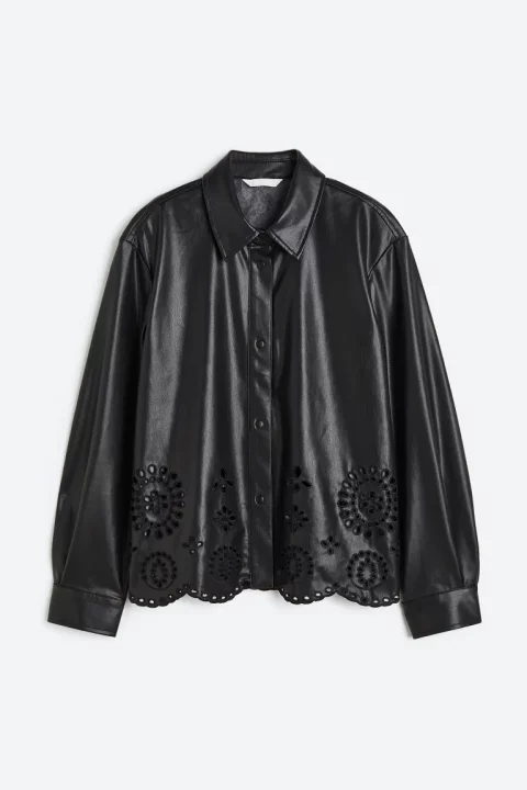 Chemise Broderie Noir Simili Femme H&M