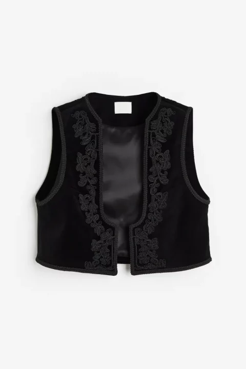 Gilet Sans manches Velours Noir Femme H&M