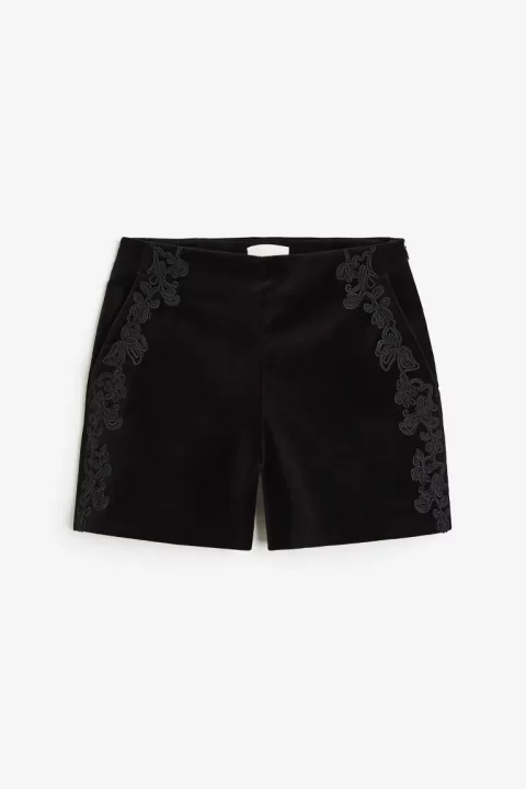Short Velours Noir Femme H&M