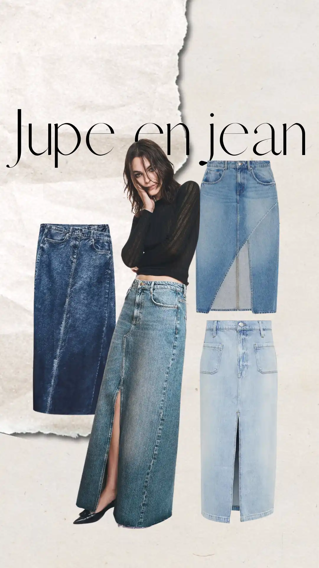 Sélection e-shop jupe crayon en jean taille haute