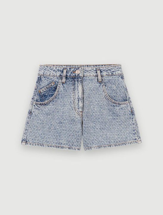 short en jean avec strass Maje Femme