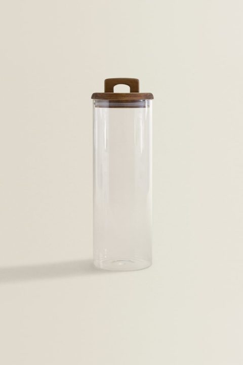 pot en verre avec couvercle en bois Zara Home