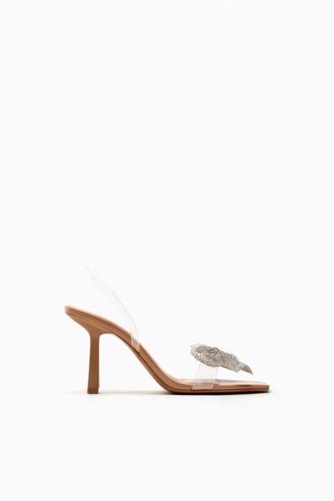 sandales à talons en vinyle avec noeud Zara