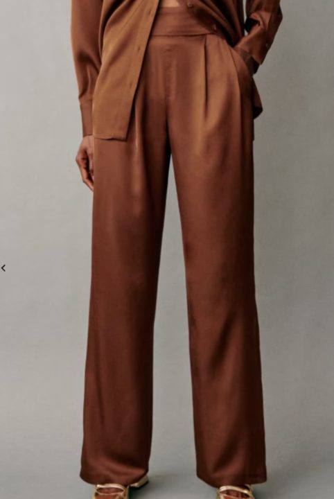 Pantalon satiné couleur caramel - modèle Georgio - Sezane