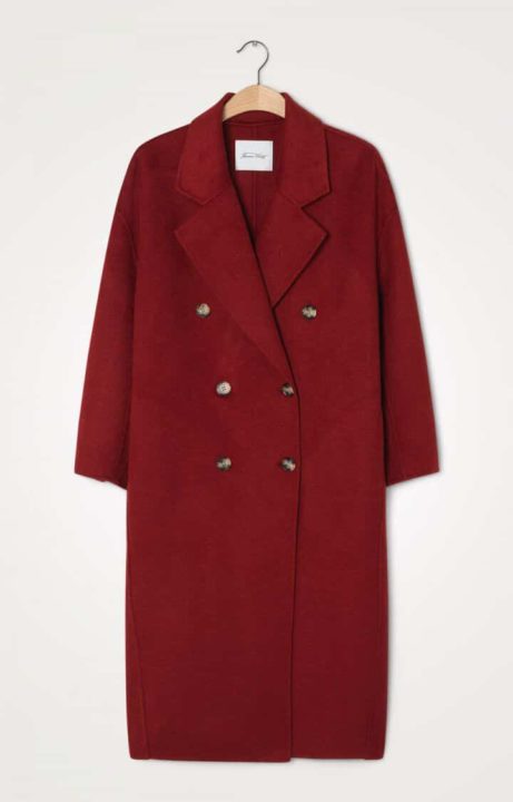 Long manteau d'hiver femme rouge cerise AMV