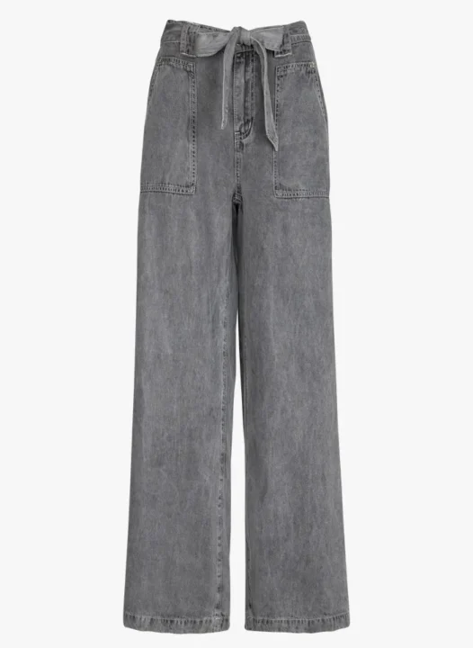 pantalon large taille haute gris Suncoo