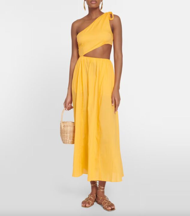 robe midi jaune asymétrique en coton Marysia