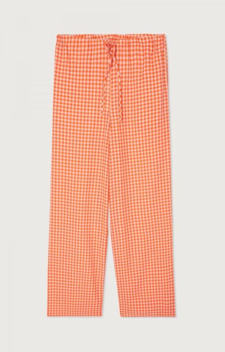 pantalon large vichy orange avec ceinture à la taille American Vintage