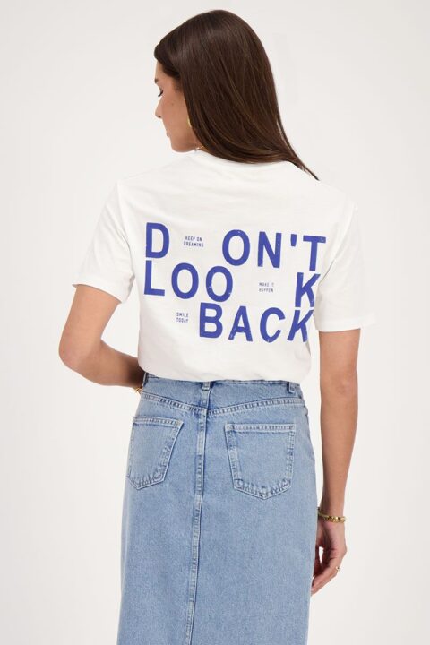 t-shirt blanc femme avec inscription dans le dos Don't look back My Jewellery