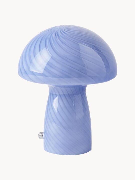 petite lampe en verre bleue en forme de champignon Westwing