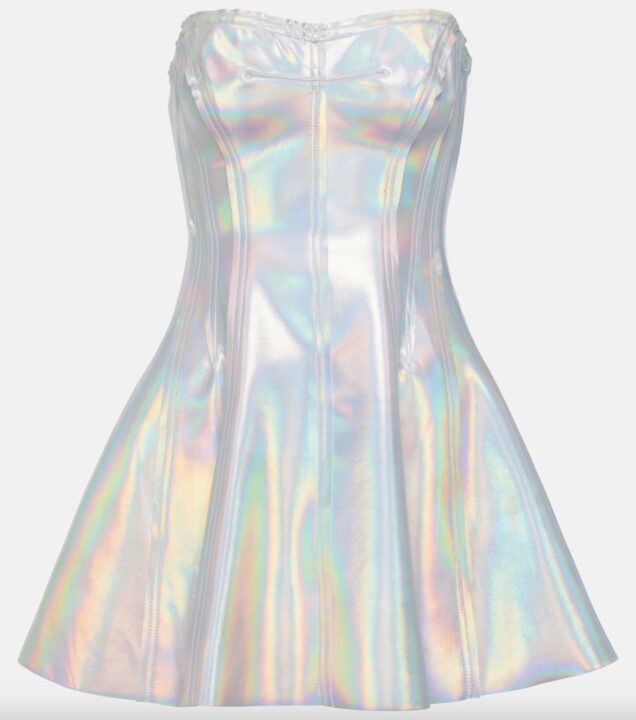 robe courte bustier argentée effet holographique Norma Kamali