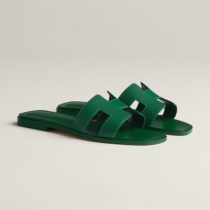 sandales en cuir vert modèle Oran Hermes