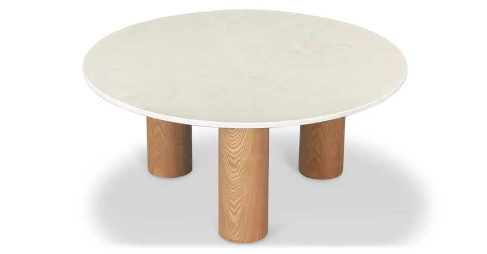 table basse plateau en marbre et pied en bois NV Gallery