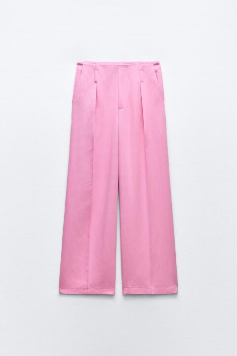 pantalon large rose Zara