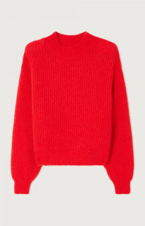 pull en laine rouge pour femme American Vintage