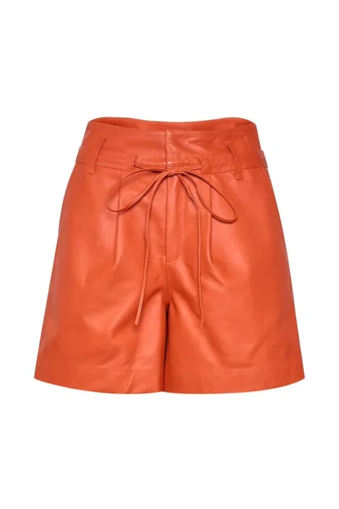 short en cuir orange Gestuz femme