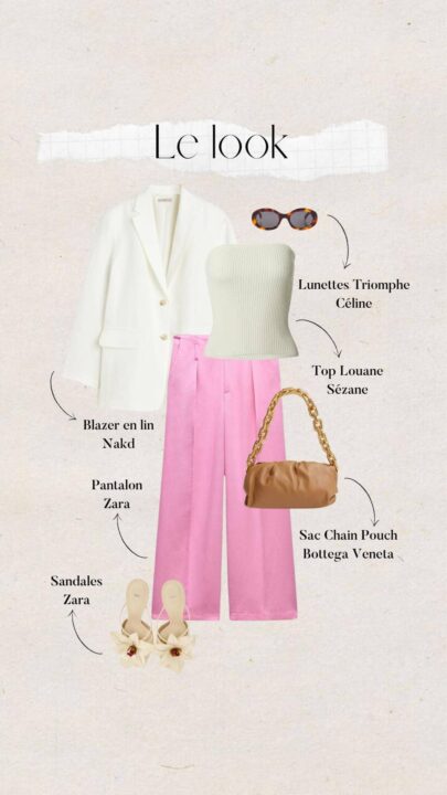 tenue femme pantalon rose et blazer blanc