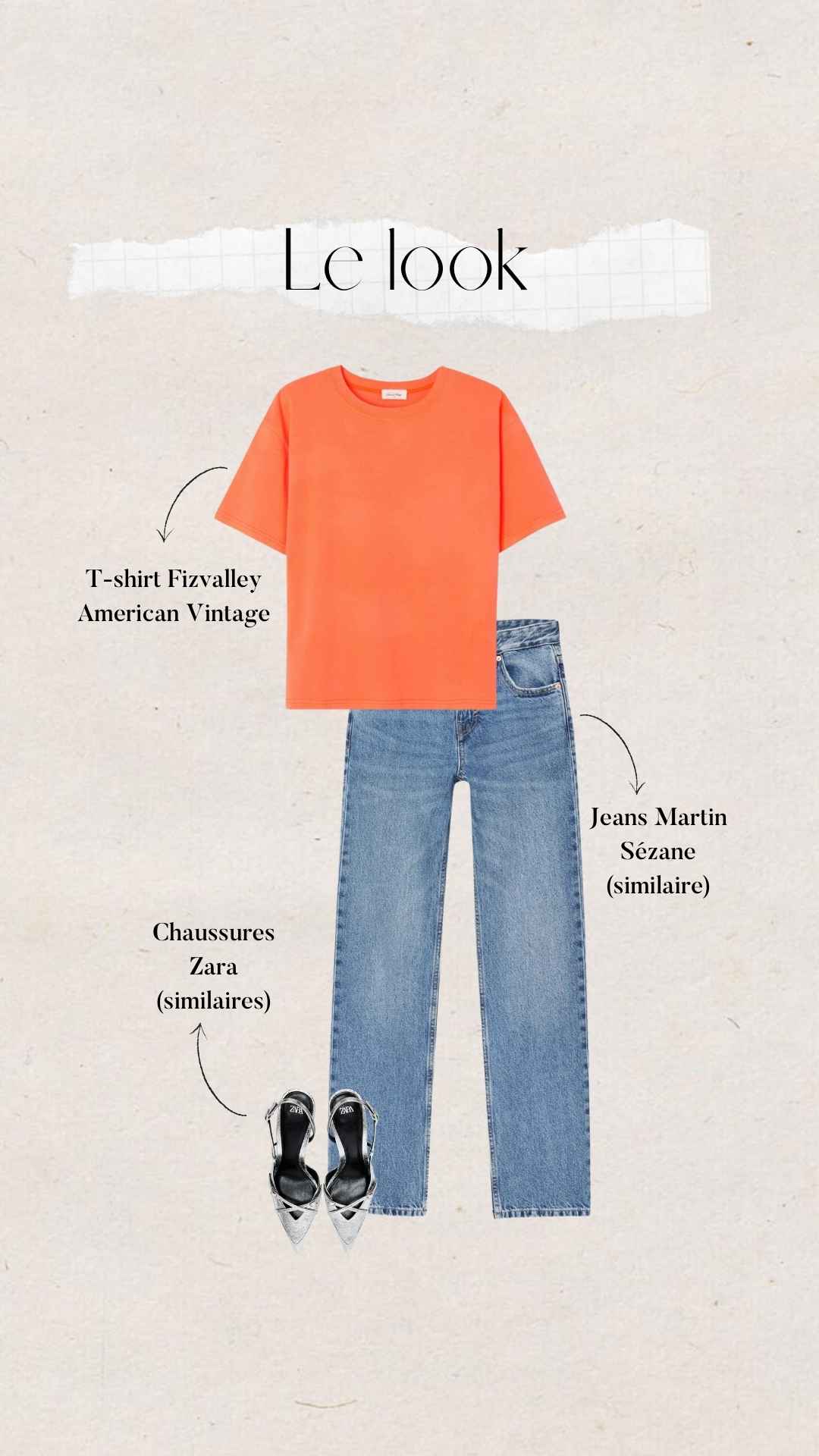 tenue d'automne : jeans et t-shirt orange American Vintage