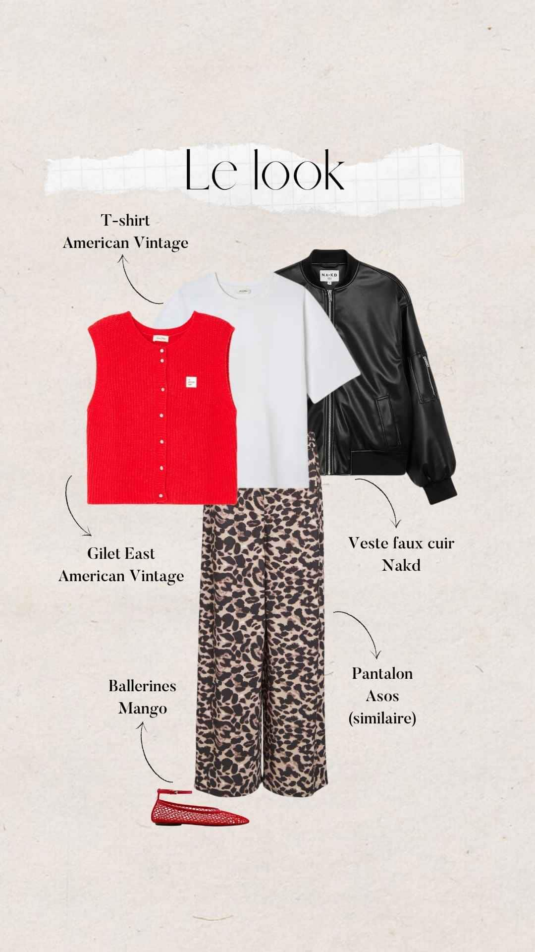 tenue de rentrée pour femme avec un pantalon léopard