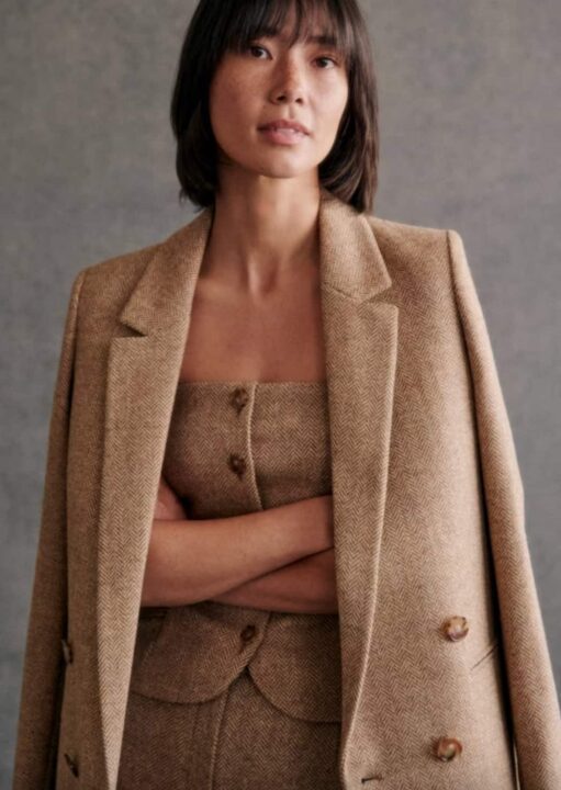veste blazer chevrons camel écru femme Sézane