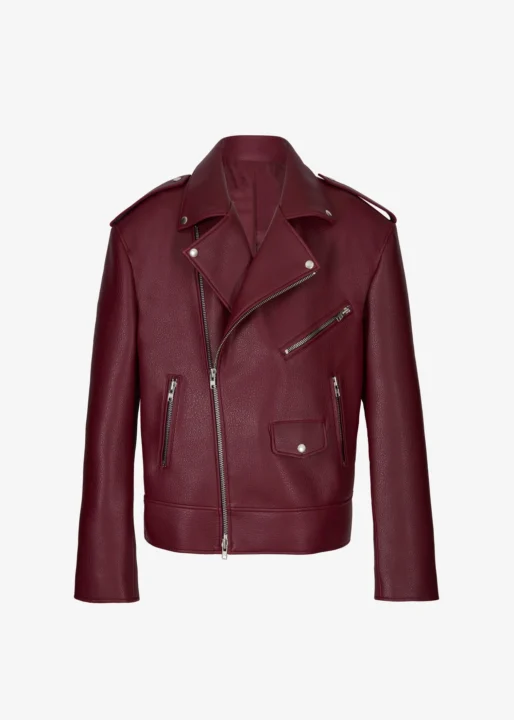 veste en cuir bordeaux The Frankie Shop