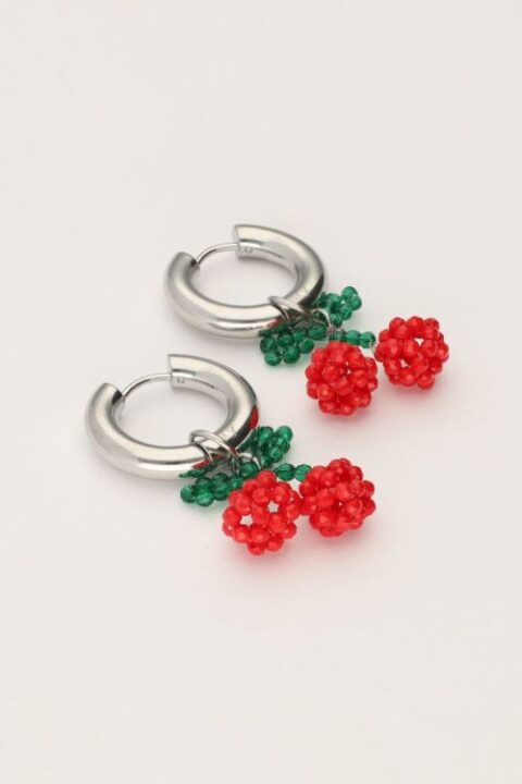 boucles d'oreilles argentées cerise My Jwellery