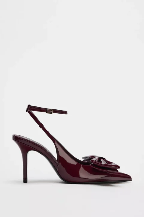 escarpins bordeaux avec noeud à l'avant Zara