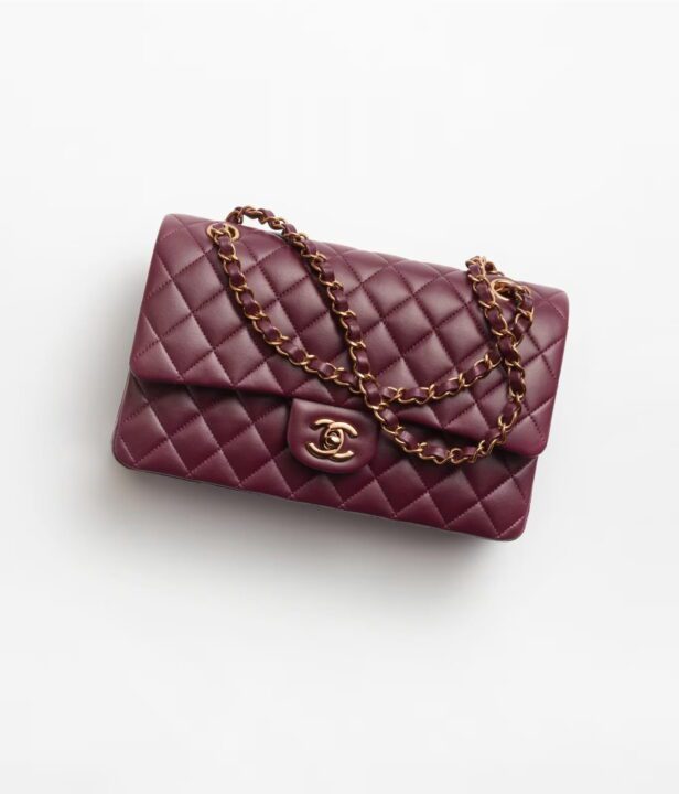 sac en cuir bordeaux Chanel